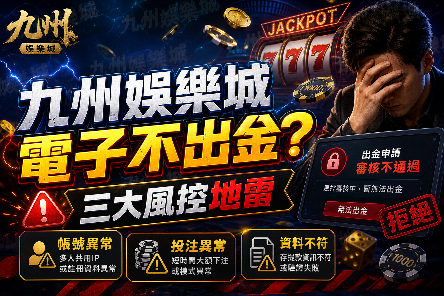 九州娛樂城電子不出金？三大風控地雷