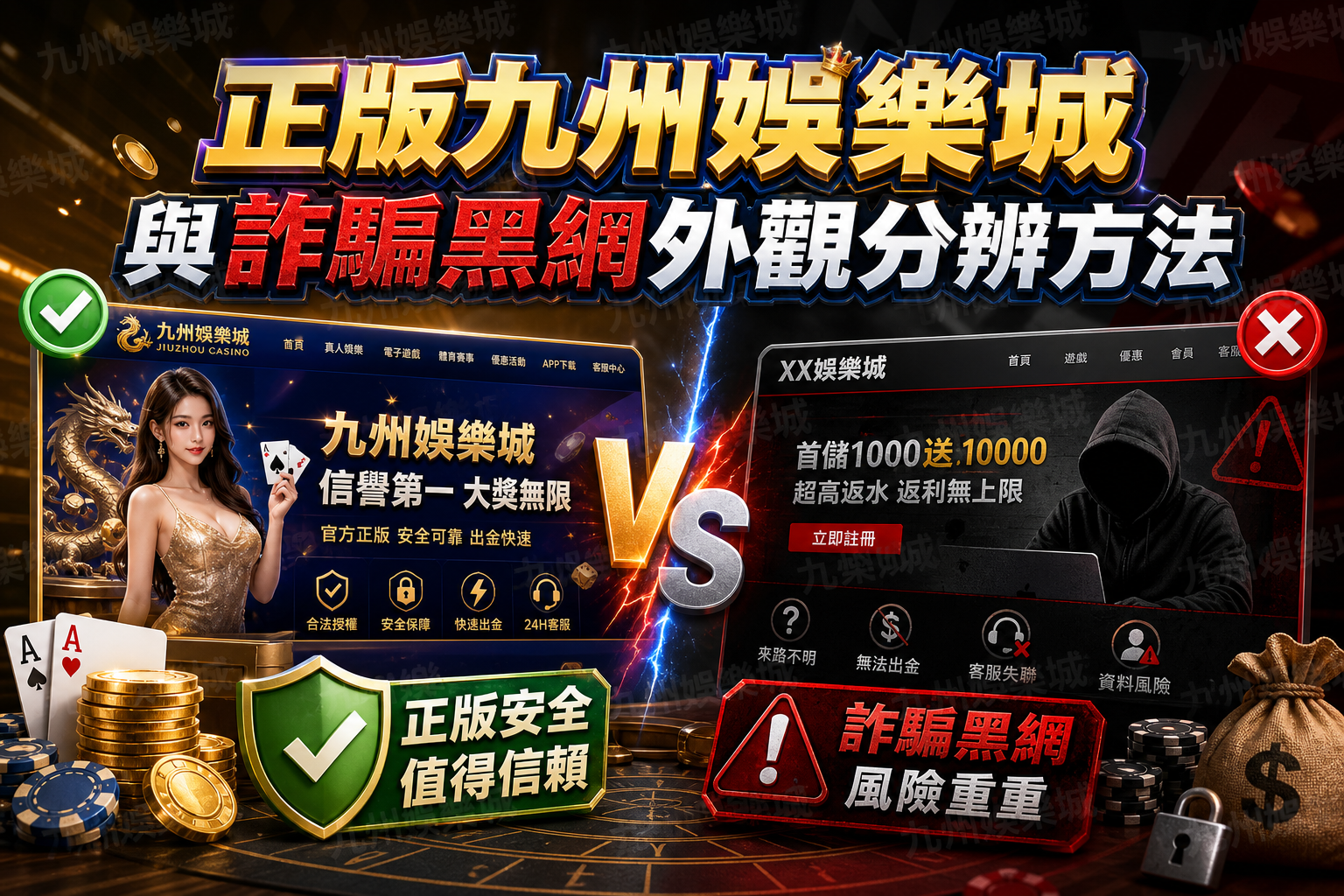 正版九州娛樂城與詐騙黑網外觀分辨方法