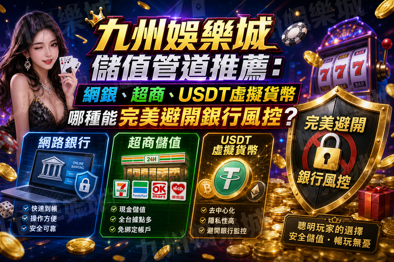 九州娛樂城儲值管道推薦：網銀、超商、USDT虛擬貨幣哪種能完美避開銀行風控？