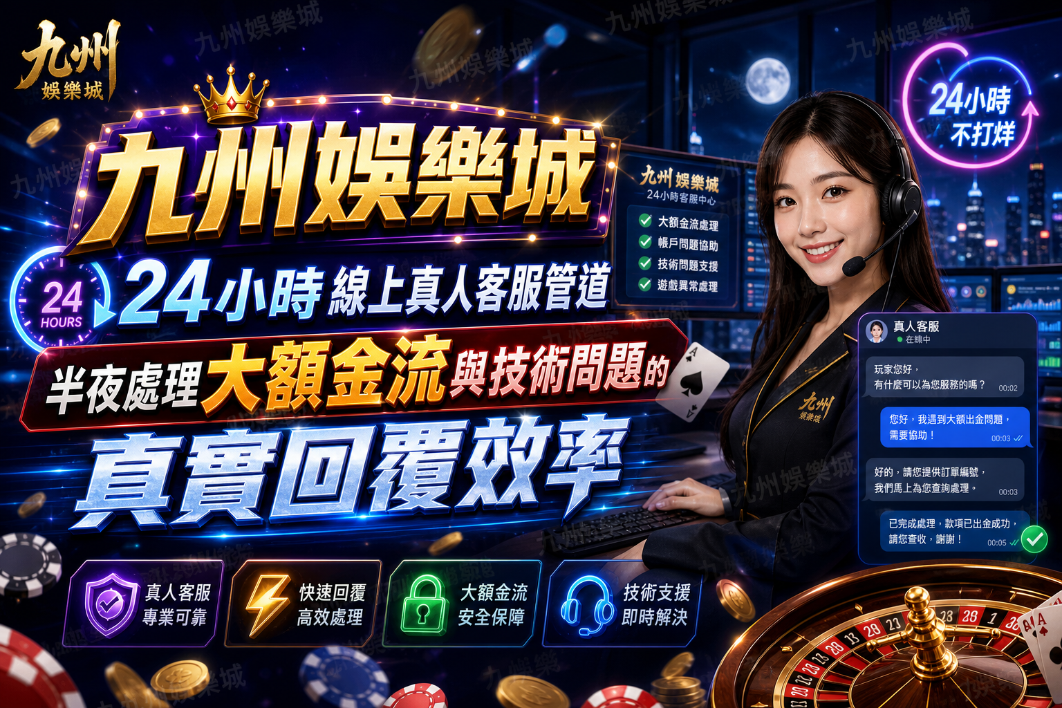 九州娛樂城24小時線上真人客服管道：半夜處理大額金流與技術問題的真實回覆效率