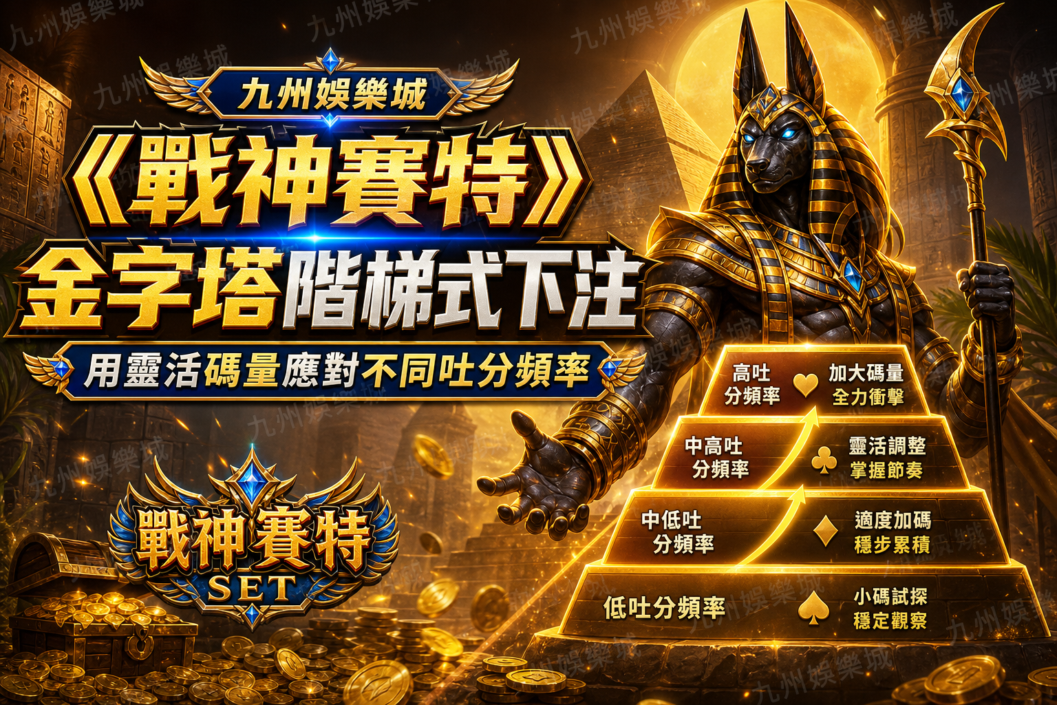 九州娛樂城《戰神賽特》金字塔階梯式下注：用靈活碼量應對不同吐分頻率